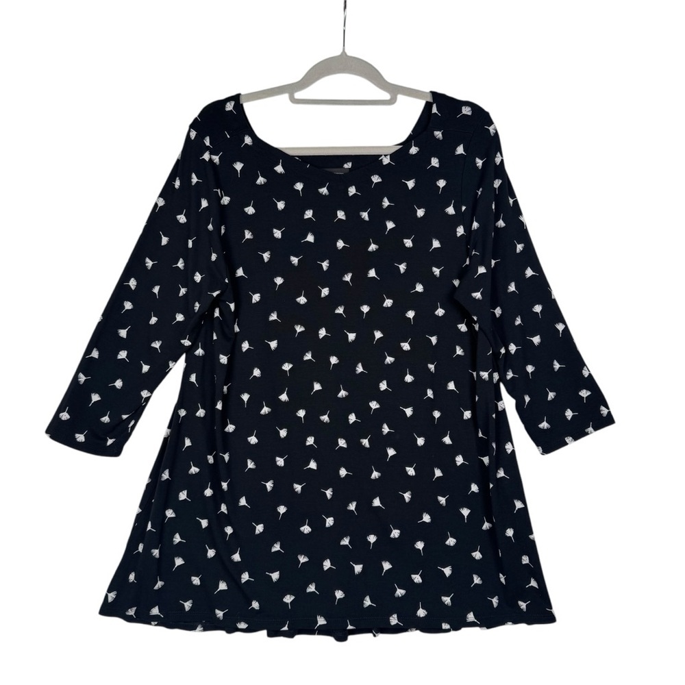 J. Jill Wearever Collection Women's Long Sleeve Top Black White Patterned Size L - Picture 4 of 6